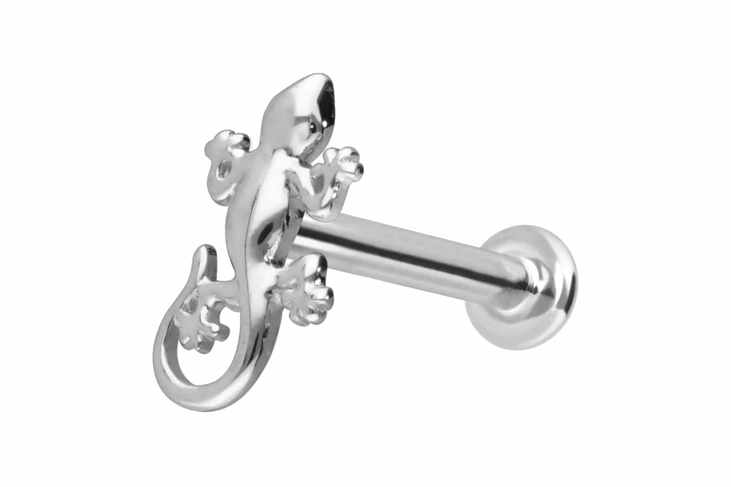 14 Karat Gold Labret Piercing mit Innengewinde GECKO
